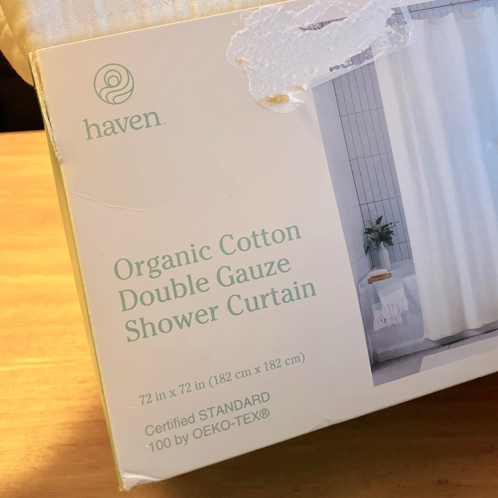 Organic White Cotton Shower Curtain